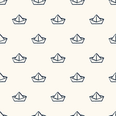 Seamless nautical pattern with paper boats.