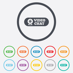 Video chat sign icon. Webcam video talk.