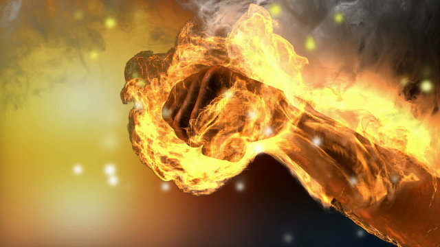 burning fist. Alpha matted