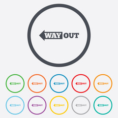 Way out left sign icon. Arrow symbol.