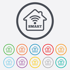 Smart home sign icon. Smart house button.