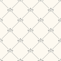 Seamless nautical retro pattern with paper boats.