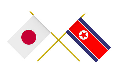 Flags, North Korea and Japan
