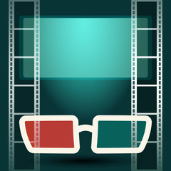3d glasses with luminous screen and film strip