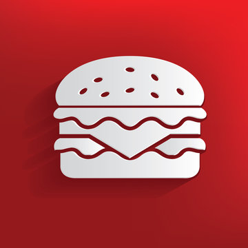 Hamburger design on red background,clean vector