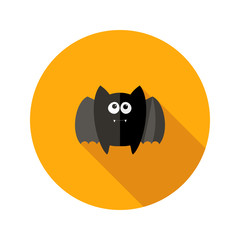 Halloween Bat Flat Icon with Fangs