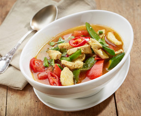 freshly cooked spicy chicken soup