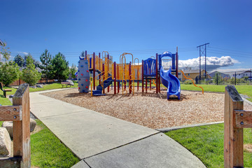 Colorful playground in american neighborhood