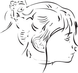 Calligraphic girl portrait