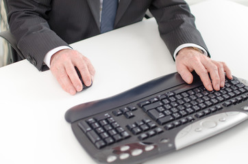 Businessman working on a computer