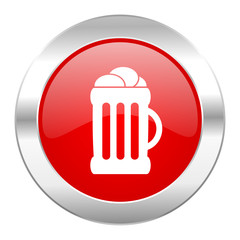 beer red circle chrome web icon isolated