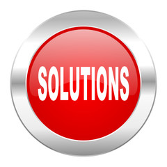 solutions red circle chrome web icon isolated