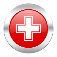 pharmacy red circle chrome web icon isolated