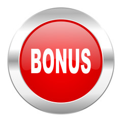 bonus red circle chrome web icon isolated