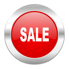 sale red circle chrome web icon isolated