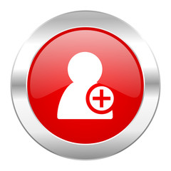 add contact red circle chrome web icon isolated