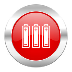 battery red circle chrome web icon isolated