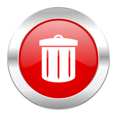 recycle red circle chrome web icon isolated