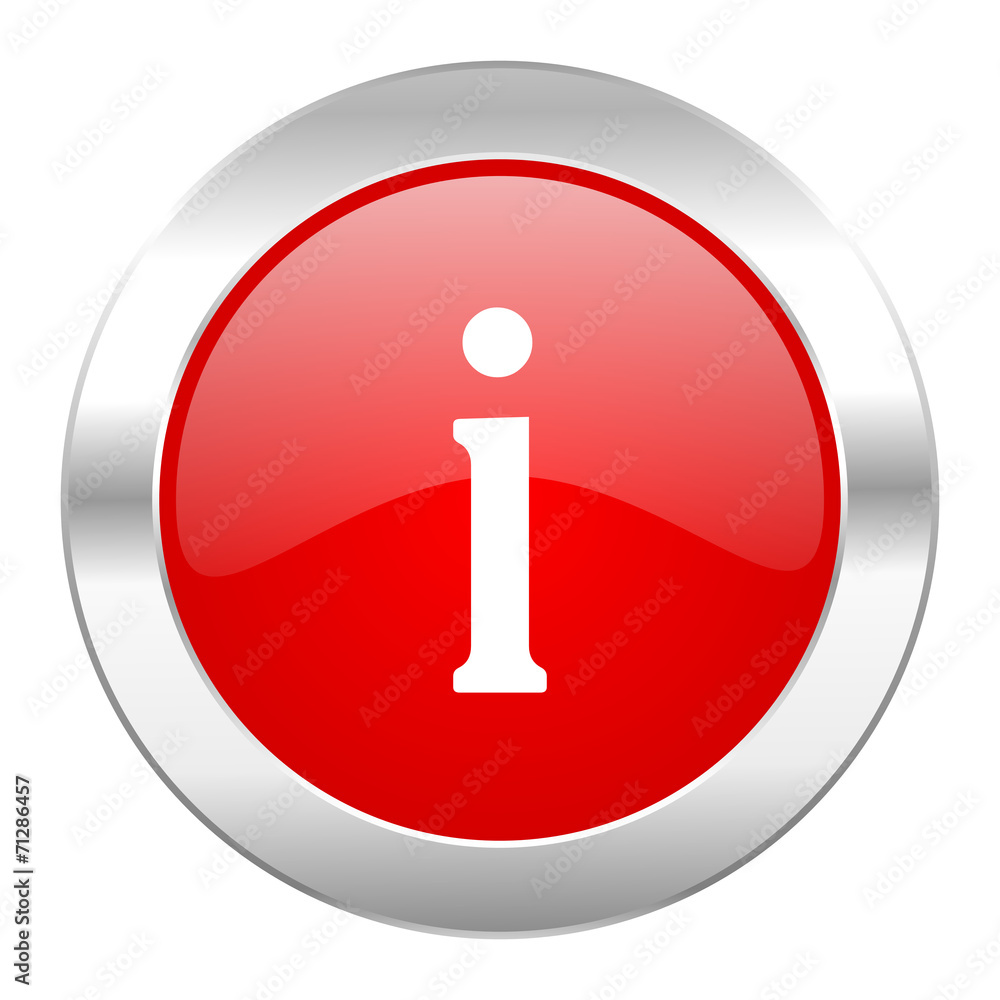 Poster information red circle chrome web icon isolated
