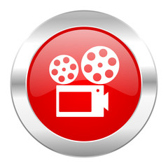 movie red circle chrome web icon isolated