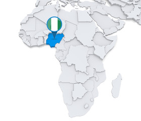 Nigeria on a map of Africa