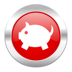 piggy bank red circle chrome web icon isolated