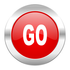 go red circle chrome web icon isolated