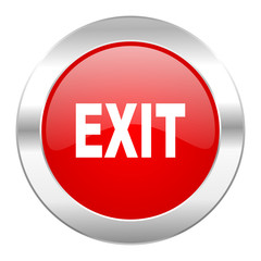 exit red circle chrome web icon isolated
