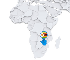 Zimbabwe on a map of Africa