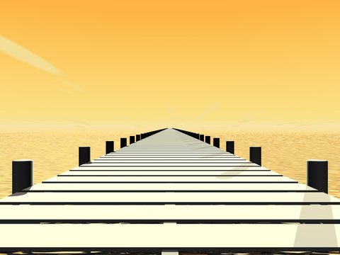 Zeezicht in de ochtend - pier in perspectief