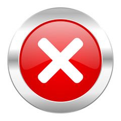 Obraz premium cancel red circle chrome web icon isolated