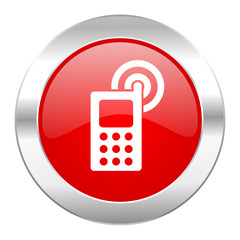 phone red circle chrome web icon isolated