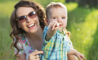 Portrait of the adorable mom with cute son