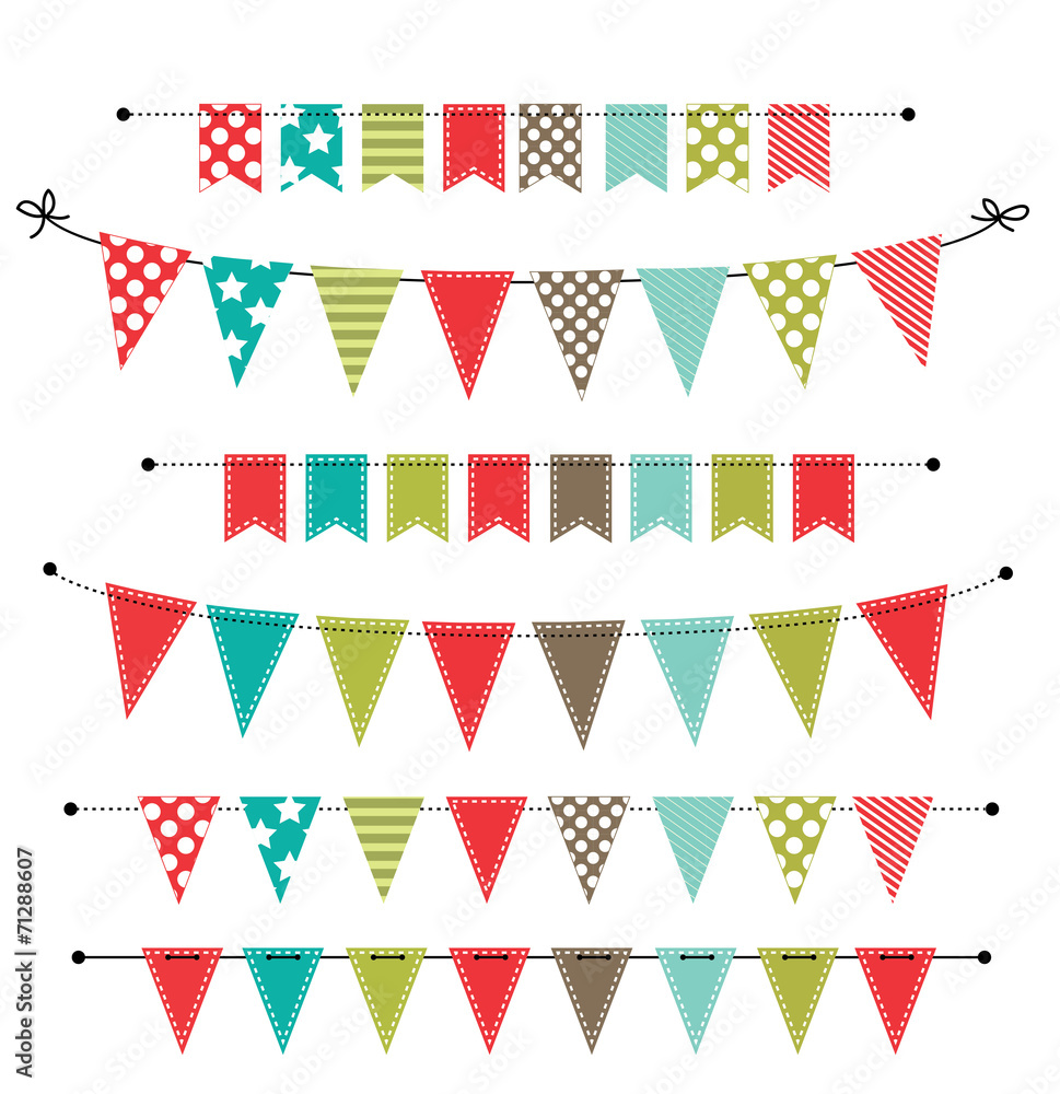 Wall mural Christmas banner, bunting or flags