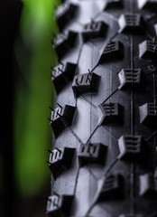 close-up of mountain bike, studio shot.