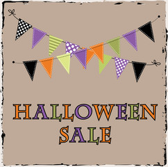 Halloween sale template with bunting or banne