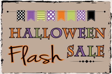 Halloween flash sale template with bunting or banner