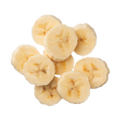 Banana slices isolated on white background