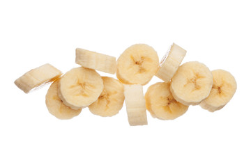 Banana slices isolated on white background