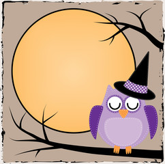 Halloween owl with moon