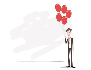 Businessman holding balloons / vector