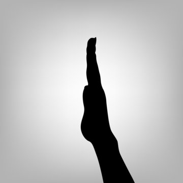 Silhouette woman hand. Letter I