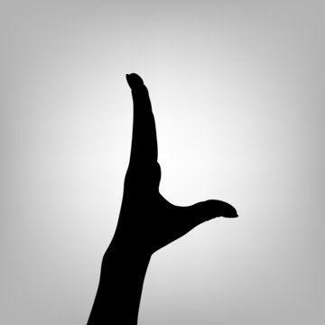 Silhouette woman hand. Letter L