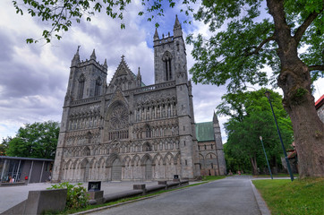 Park view for Nidaros cathedral in Trondheim