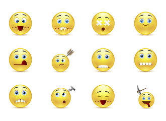 Set unhealthy funny smiles