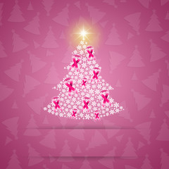 Christmas tree with pink ribbon