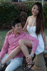Naklejka premium Romantic couple outdoors, man and woman