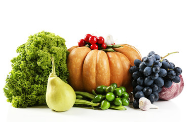 Fresh organic vegetables, isolated on white