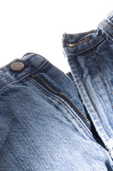 Old Denim Blue Jeans Button and Zipper
