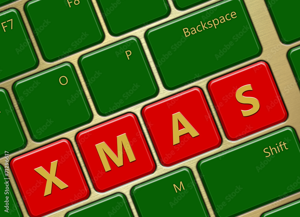 Aufkleber computer keyboard with xmas buttons